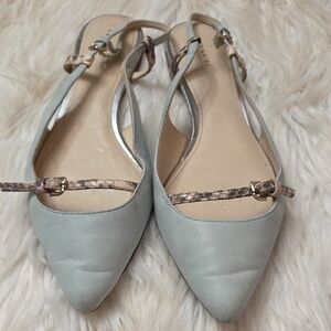 Coach Sky Blue Flats with Snakeskin Strap